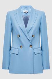 Reiss Blue Hollie Double Breasted Linen Blazer - Image 2 of 7