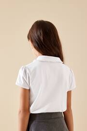 White Cotton Stretch Pretty Collar Jersey Tops 2 Pack (3-16yrs) - Image 4 of 8