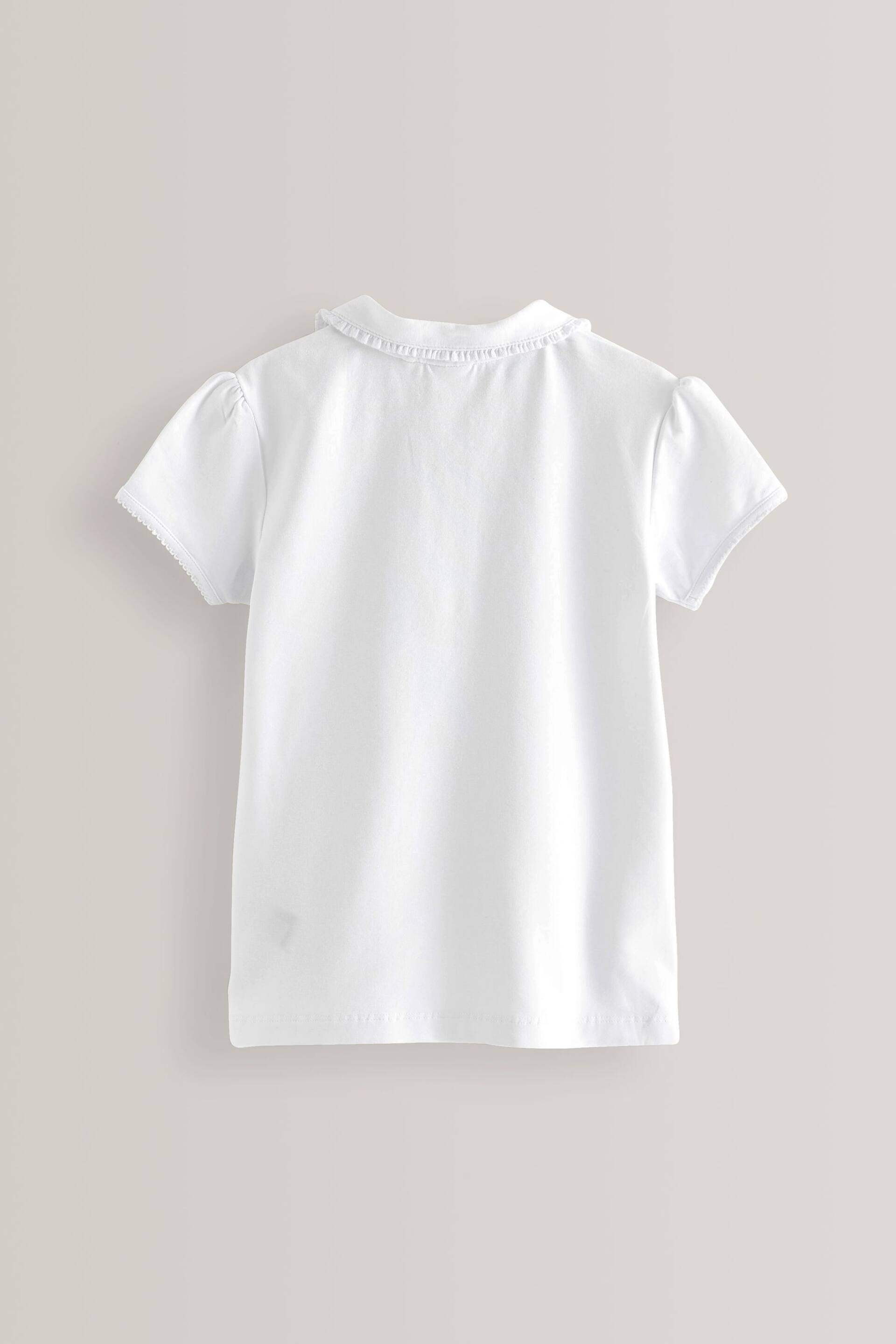 White Cotton Stretch Pretty Collar Jersey Tops 2 Pack (3-16yrs) - Image 6 of 8