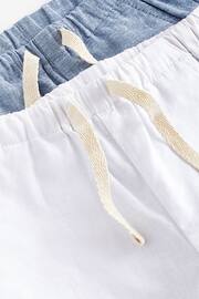 Chambray/White 2 Pack Linen Blend Pull On Trousers (3mths-7yrs) - Image 5 of 5