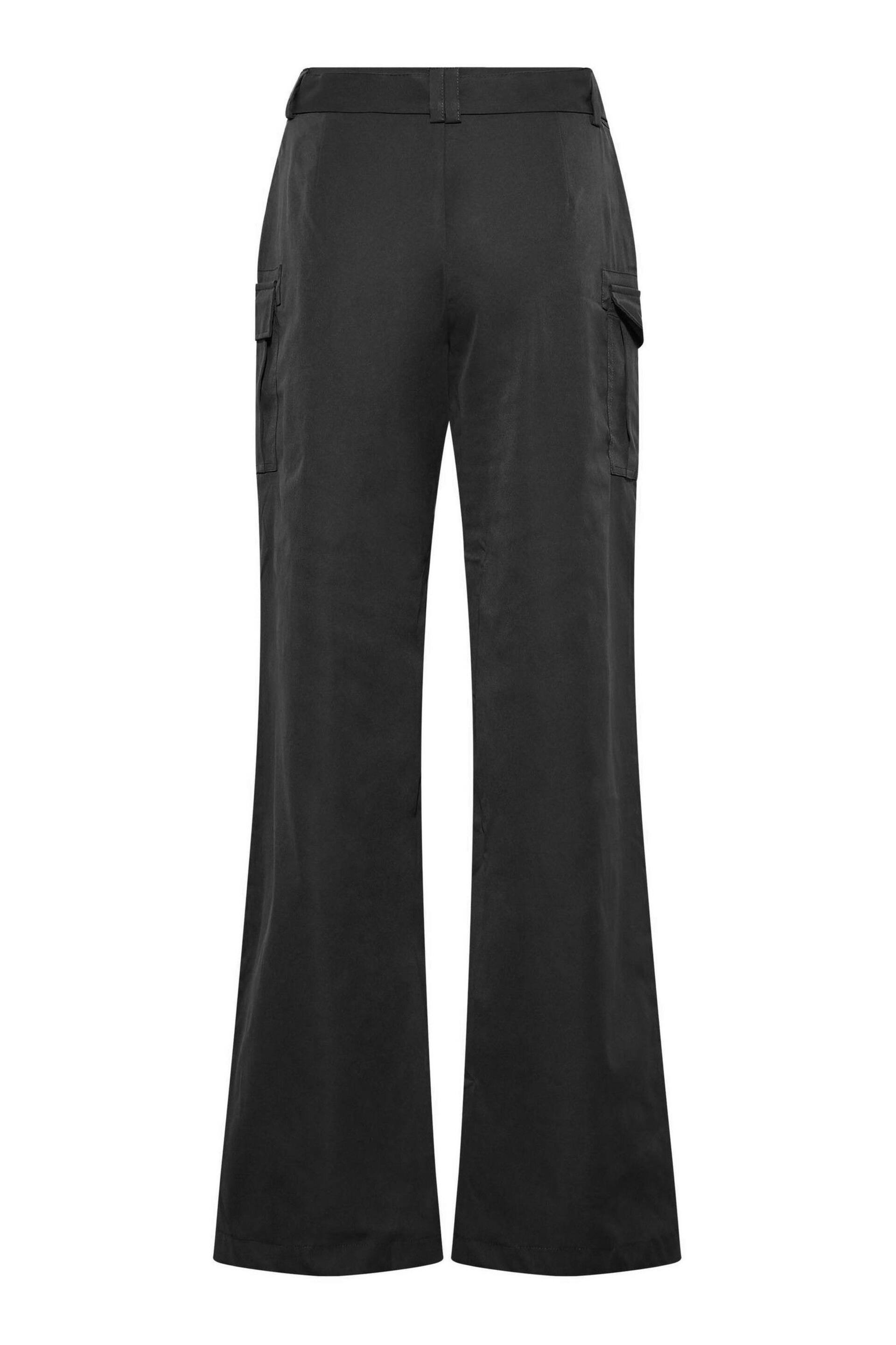 Long Tall Sally Black Belted Wide Leg Cargo Trousers - Image 4 of 4