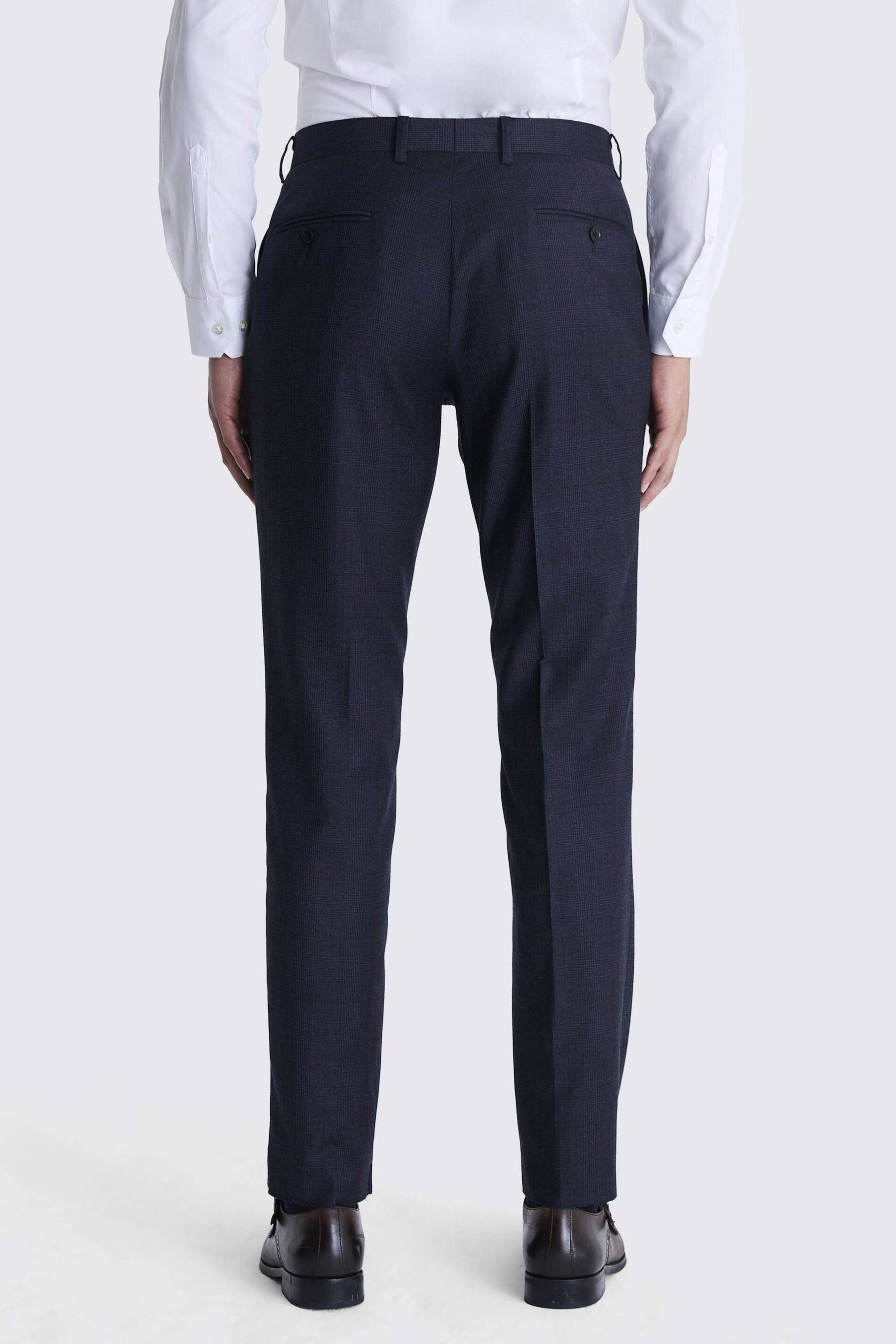MOSS Navy Blue Tailored Fit Milled Check Suit Trousers - Image 2 of 3