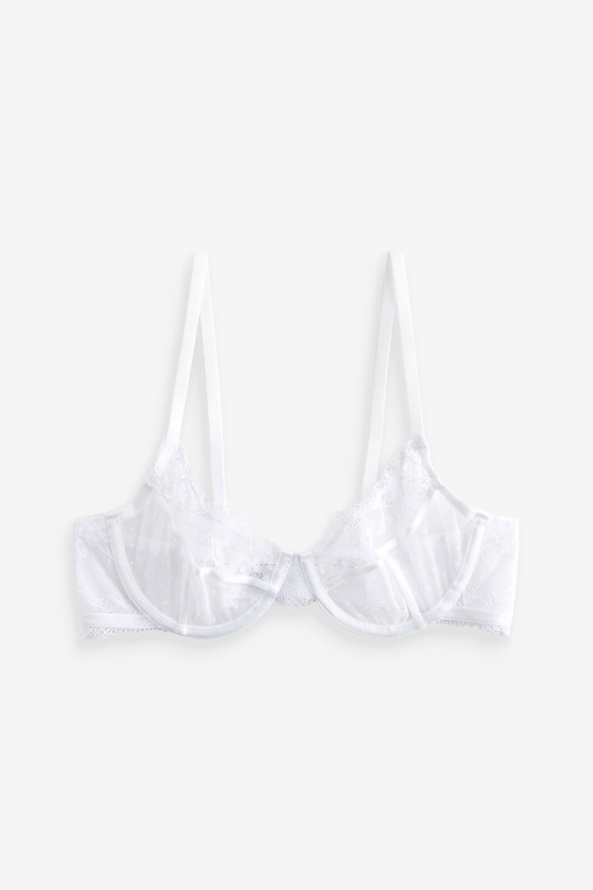 self. White Non Pad Wired Lace Balcony Bra - Image 8 of 10