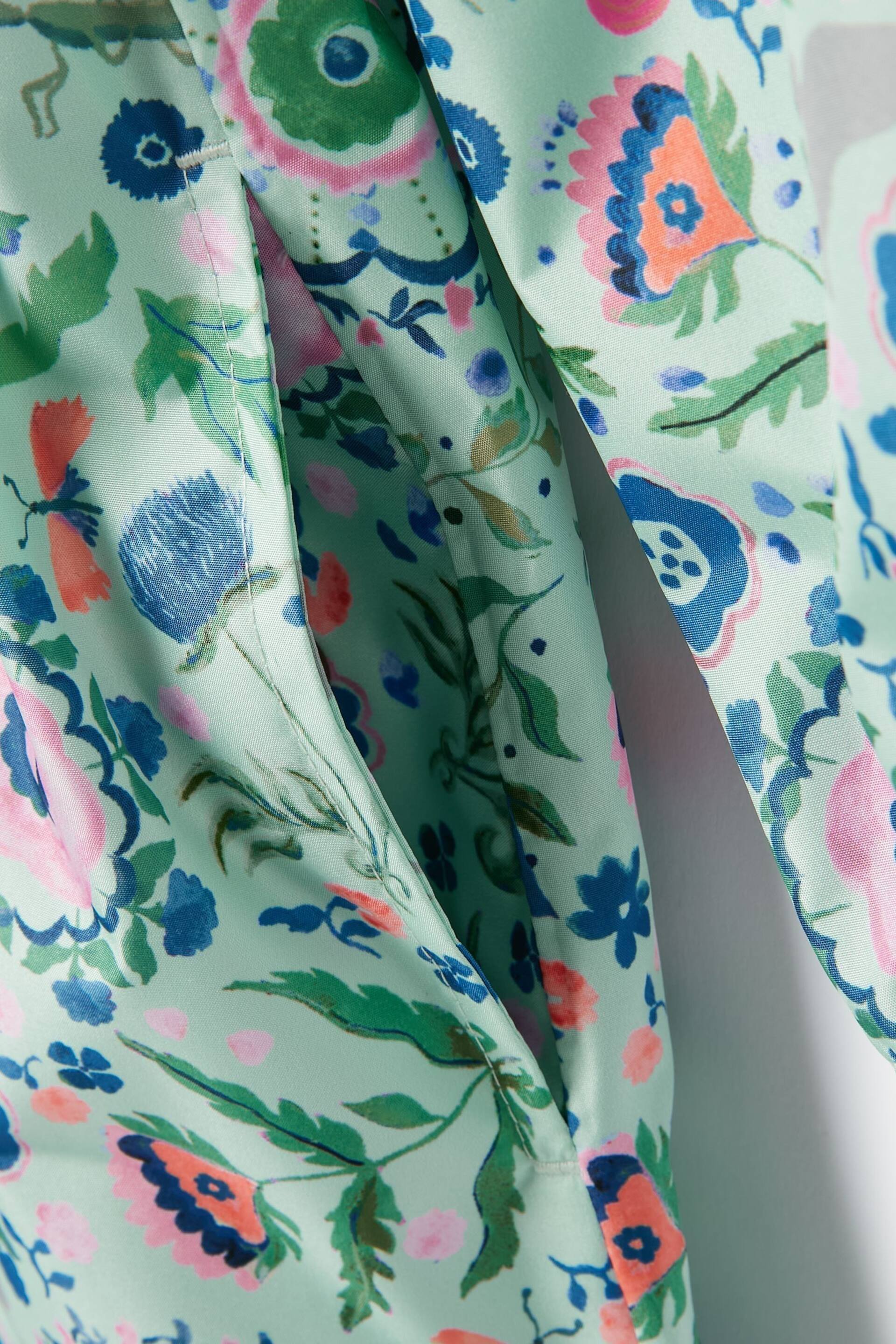 Joules Rainford Green Floral Waterproof Packable Raincoat With Hood - Image 6 of 8