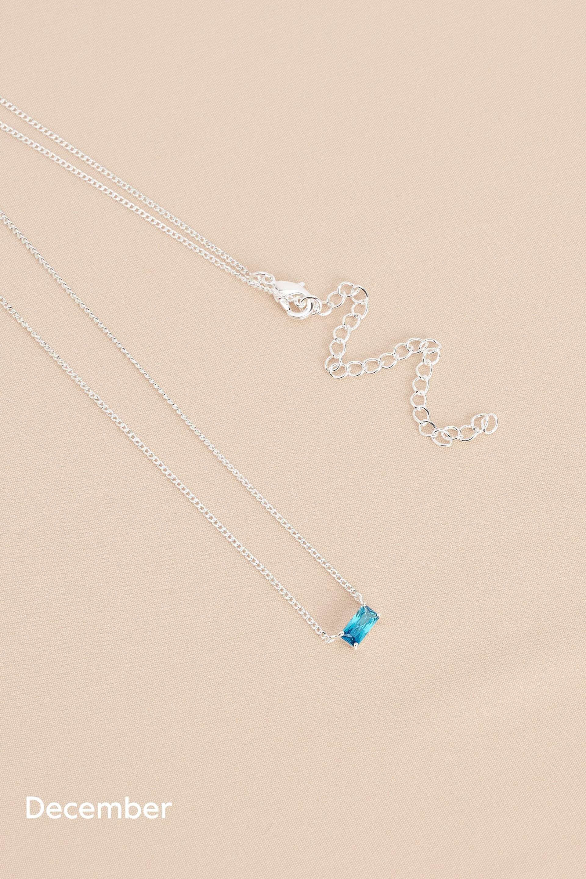Sterling Silver Plated Baguette Birthstone Necklace - Image 10 of 17