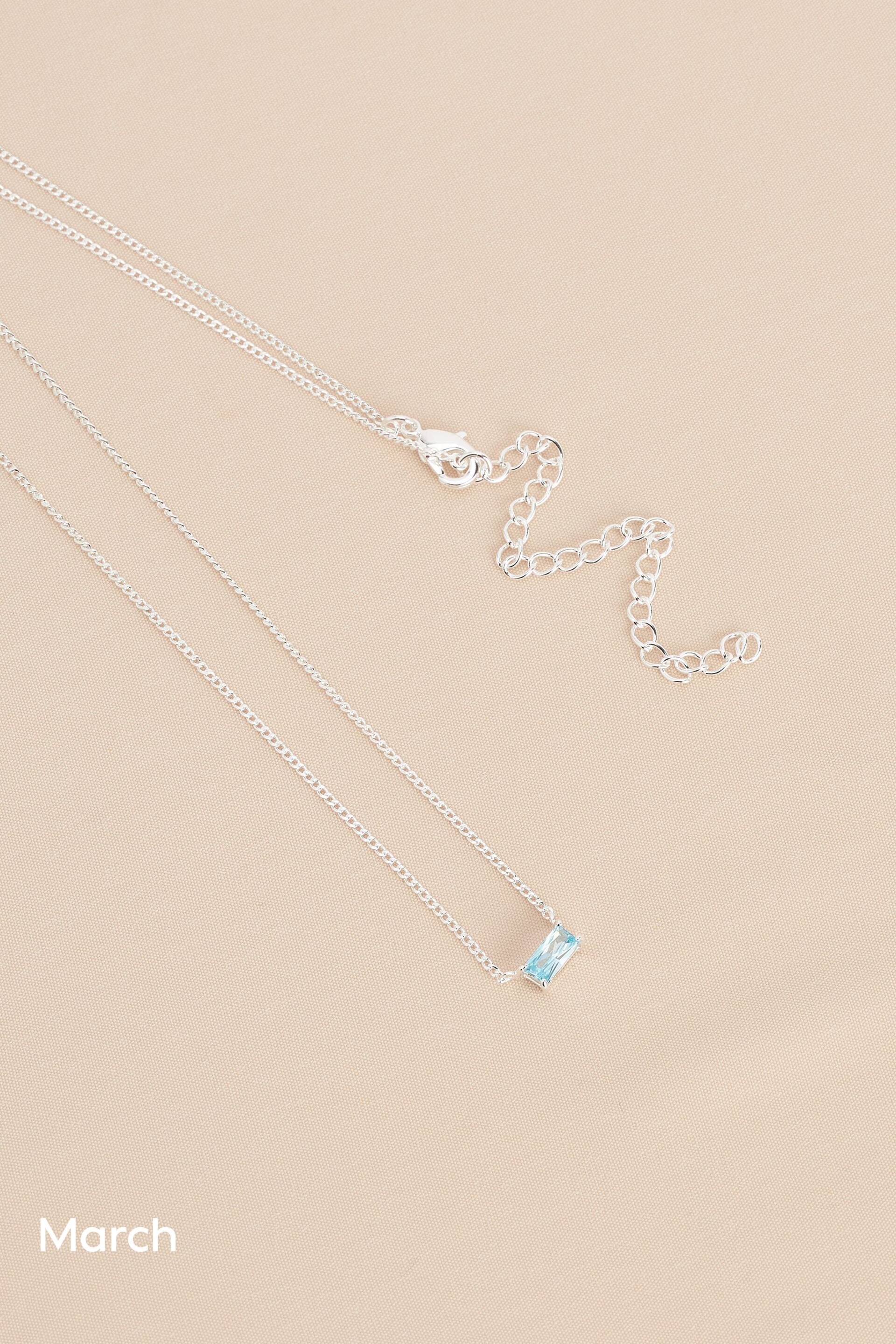 Sterling Silver Plated Baguette Birthstone Necklace - Image 12 of 17