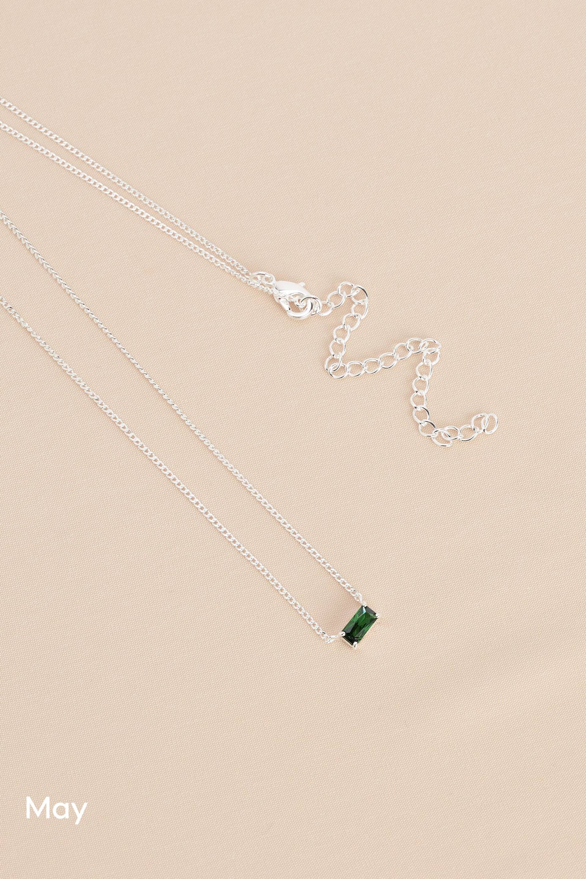 Sterling Silver Plated Baguette Birthstone Necklace - Image 14 of 17