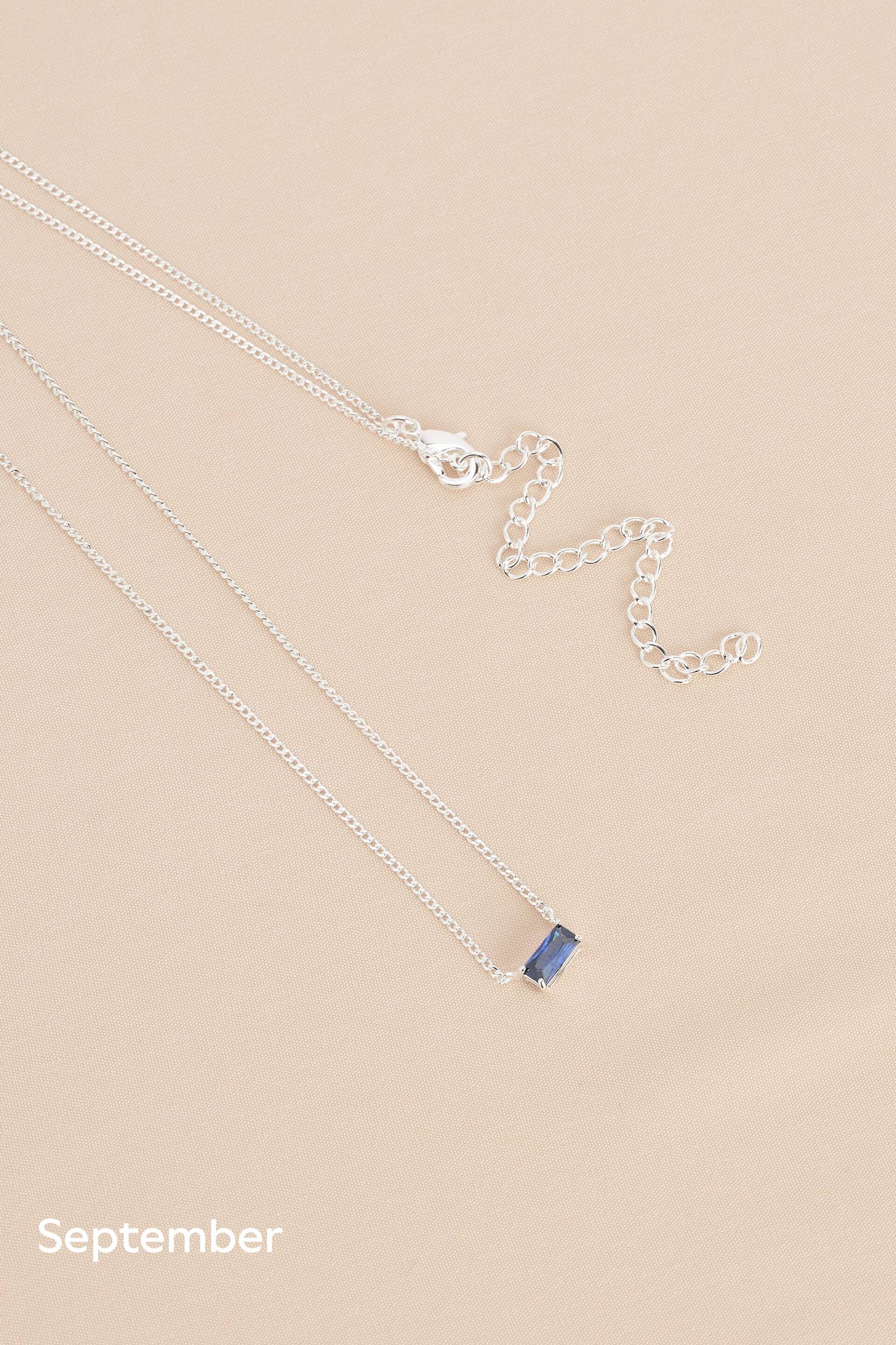 Sterling Silver Plated Baguette Birthstone Necklace - Image 15 of 17