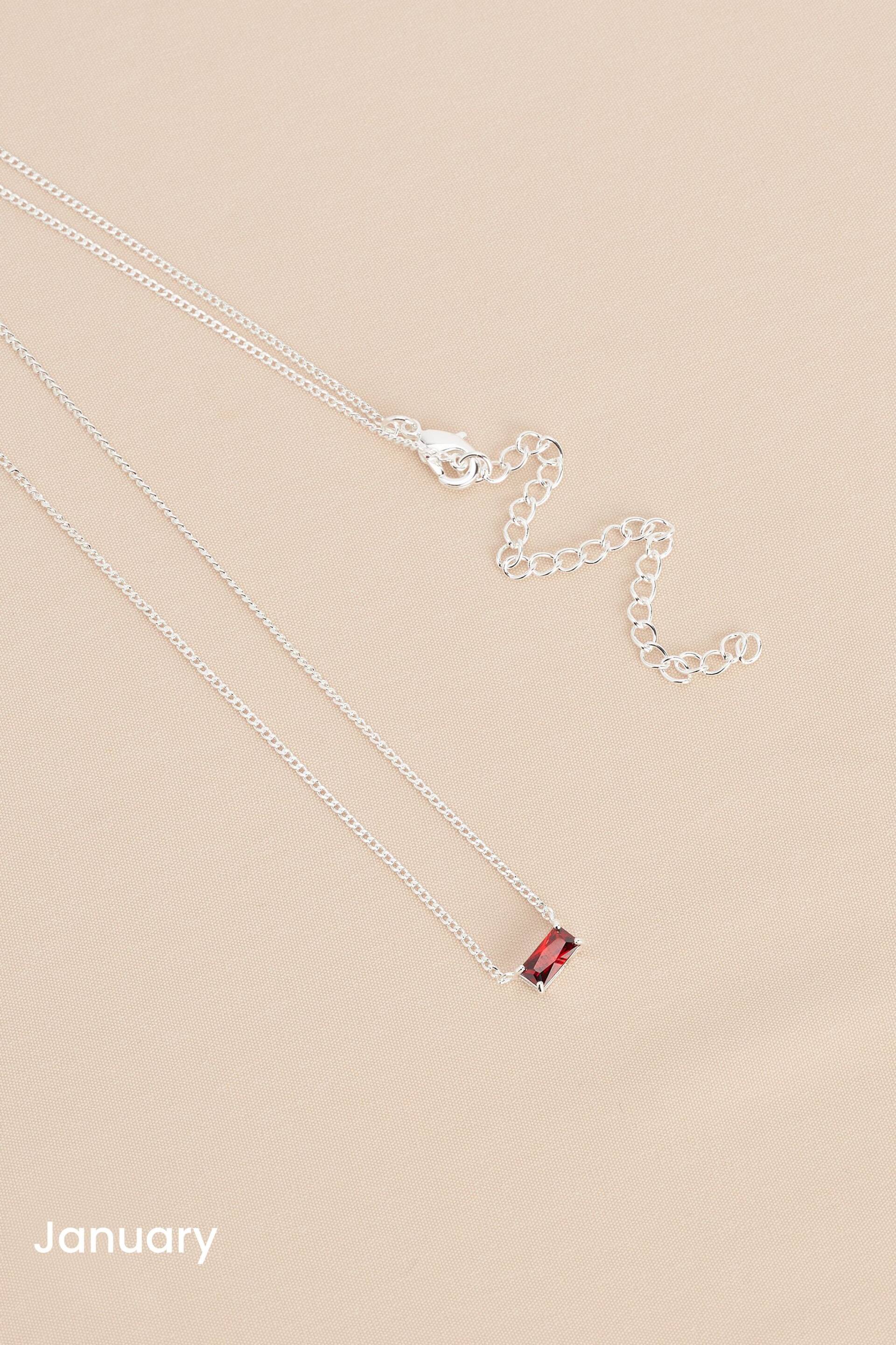 Sterling Silver Plated Baguette Birthstone Necklace - Image 4 of 17