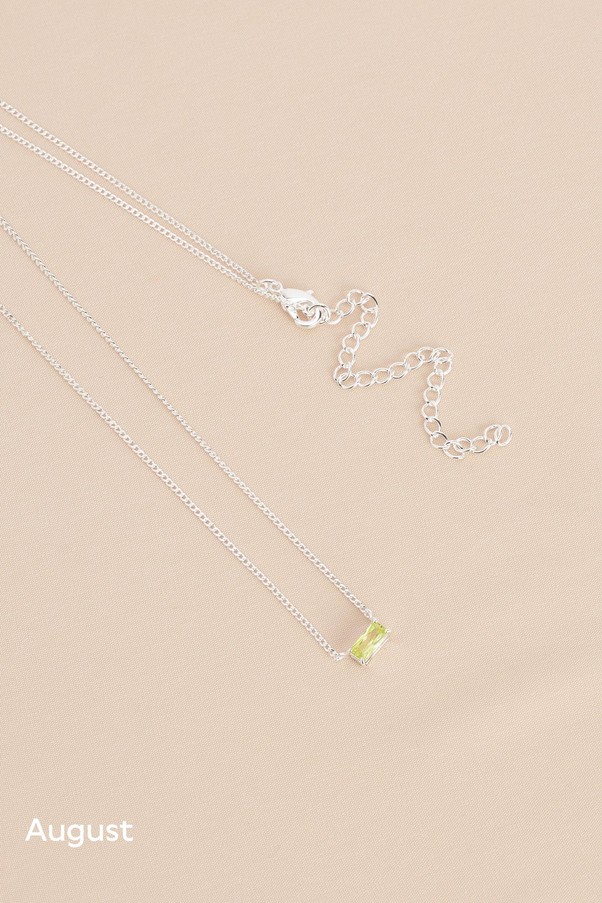 Sterling Silver Plated Baguette Birthstone Necklace - Image 6 of 17