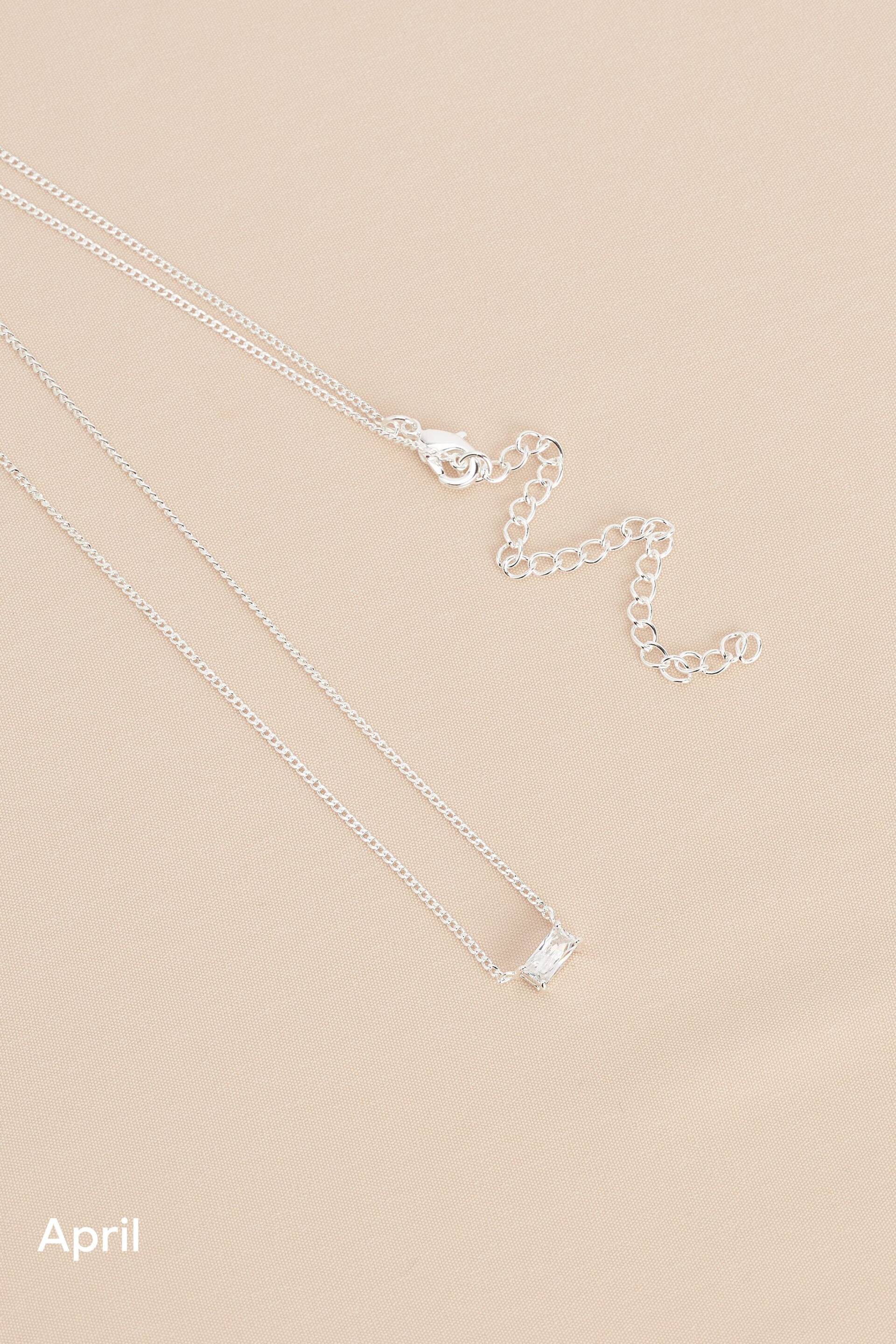 Sterling Silver Plated Baguette Birthstone Necklace - Image 7 of 17