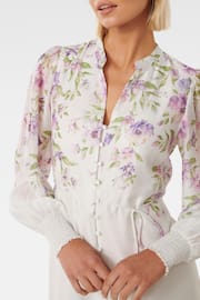 Forever New White Olympia Printed Shirt Dress contains Linen - Image 4 of 4