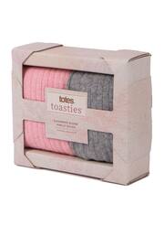 Totes Pink/Grey Ladies 2 Pack Cashmere Blend Ankle Socks - Image 2 of 5
