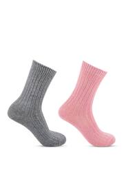 Totes Pink/Grey Ladies 2 Pack Cashmere Blend Ankle Socks - Image 3 of 5