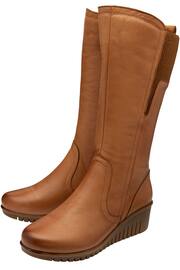 Lotus Brown Leather Wedge Knee-High Boots - Image 2 of 4