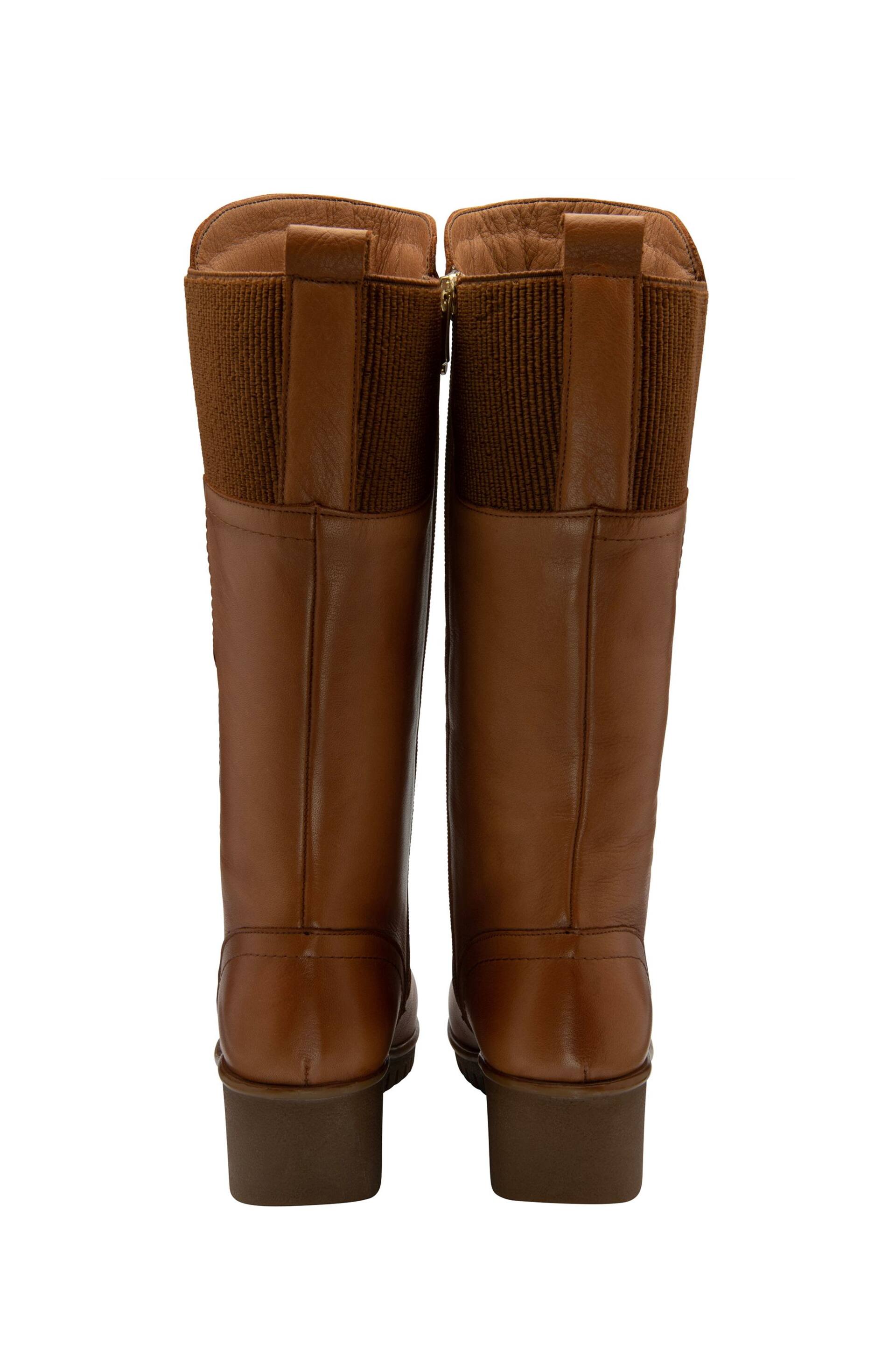 Lotus Brown Leather Wedge Knee-High Boots - Image 3 of 4