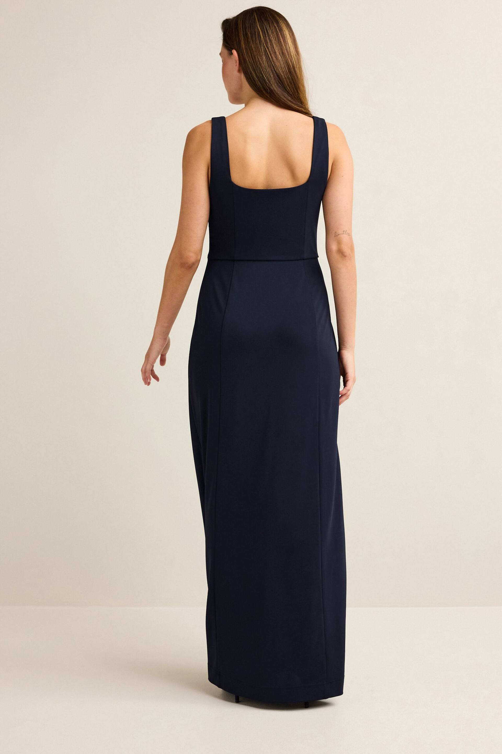 Navy Blue Square Neck Bridesmaid Maxi Dress - Image 4 of 7