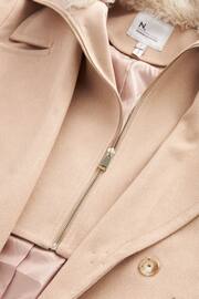 Neutral Mid-Length Coat with Detachable Faux Fur Collar - Image 9 of 12