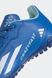 adidas Blue/White Football Sport Performance Kids X Crazyfast 4 Turf Boots - Image 10 of 10