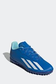adidas Blue/White Football Sport Performance Kids X Crazyfast 4 Turf Boots - Image 3 of 10