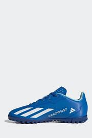 adidas Blue/White Football Sport Performance Kids X Crazyfast 4 Turf Boots - Image 4 of 10
