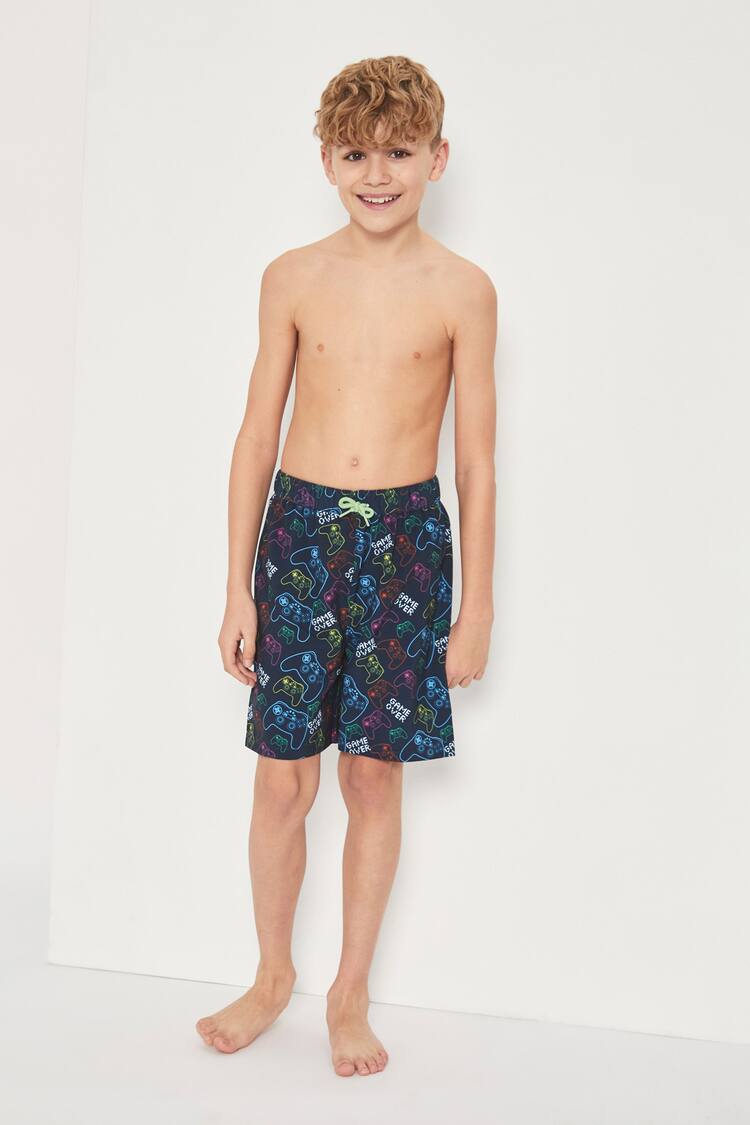 Harry Bear Blue Boys Gaming Swim Shorts - Image 1 of 4