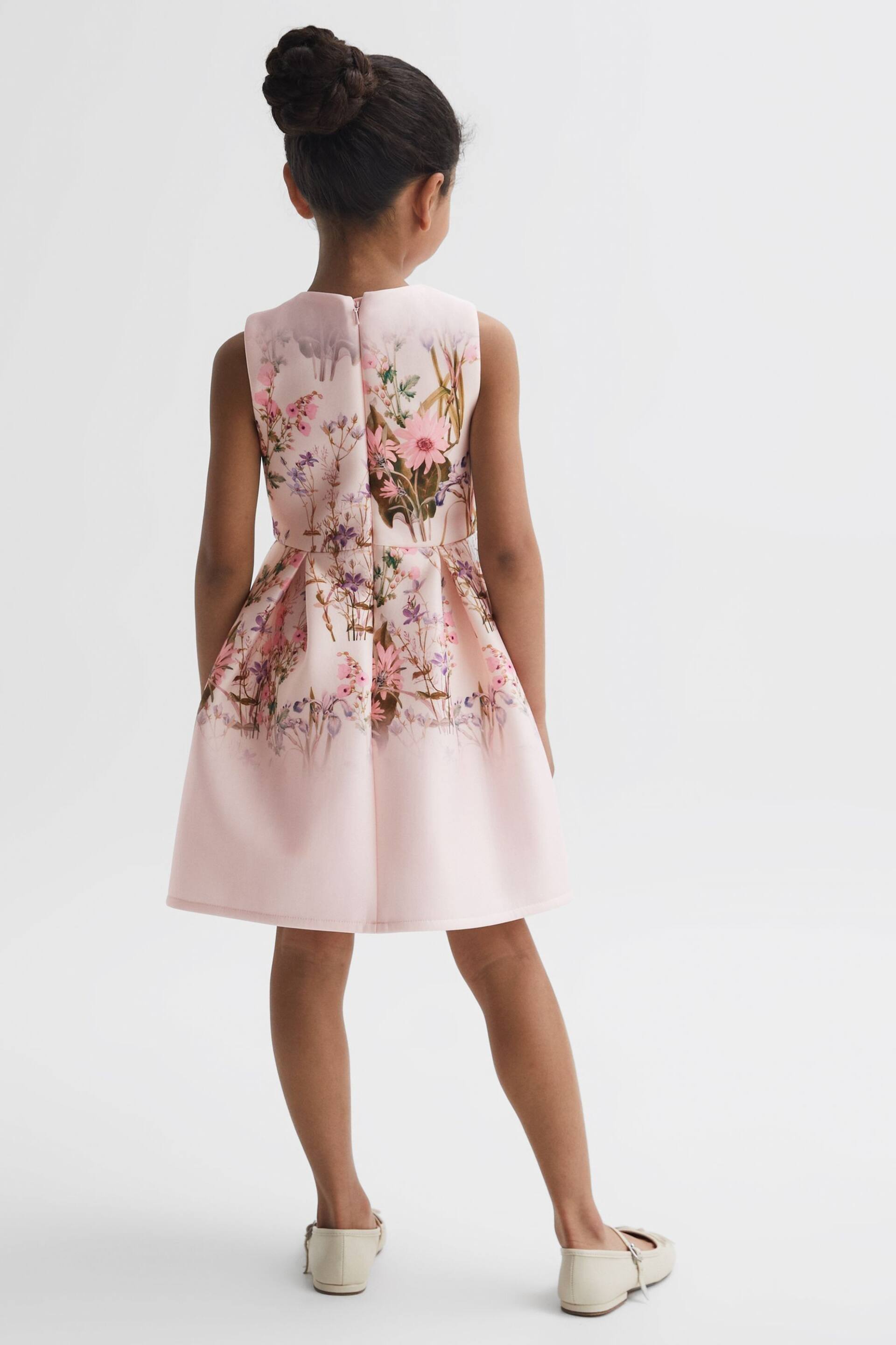 Reiss Multi Emily Junior Scuba Floral Printed Dress - Image 4 of 5