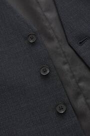 Navy Textured Wool Suit: Waistcoat - Image 10 of 10