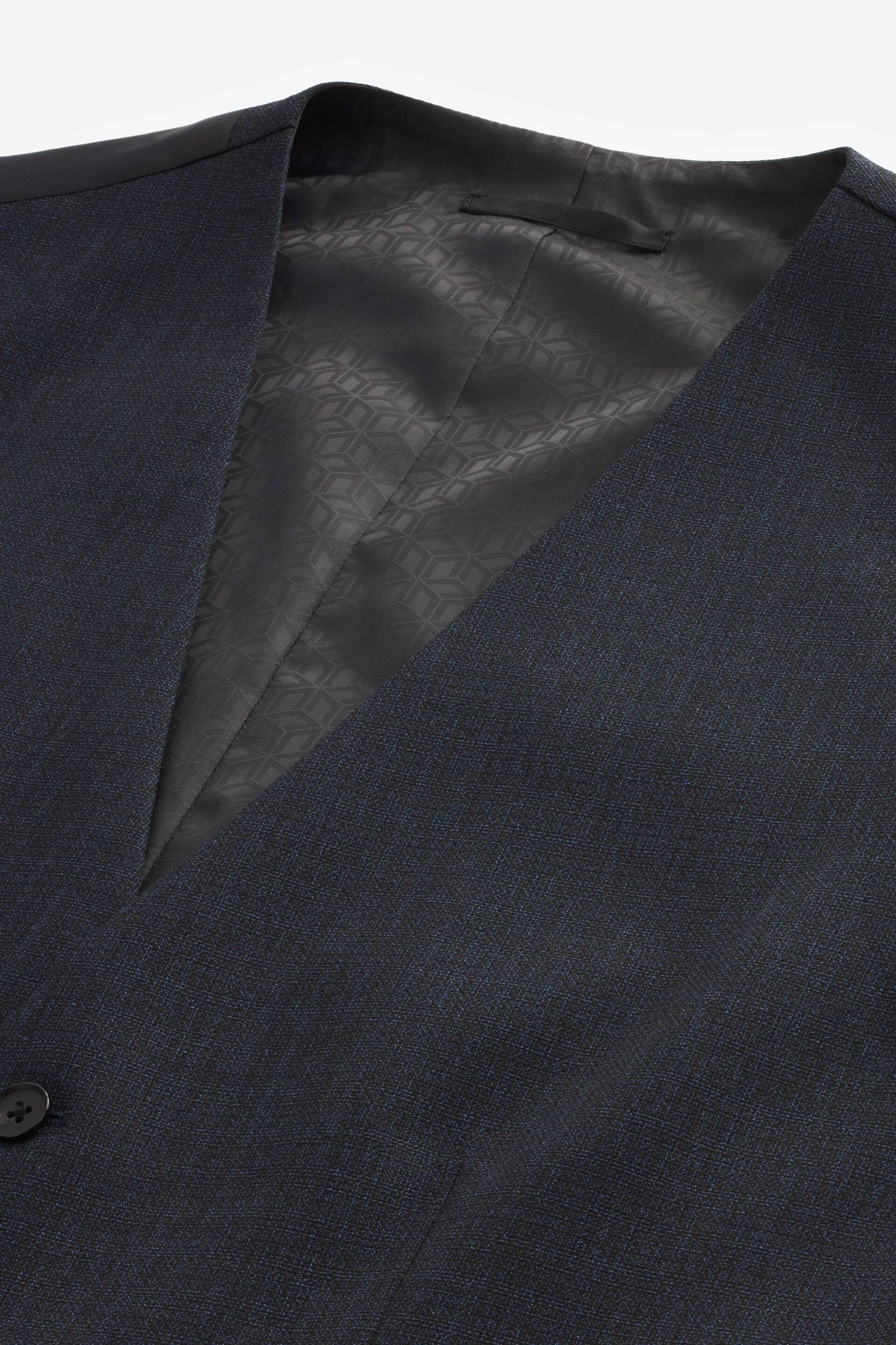 Navy Textured Wool Suit: Waistcoat - Image 8 of 10