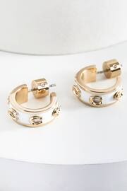 COACH Gold Tone Signature Enamel Hoops Earrings - Image 1 of 2