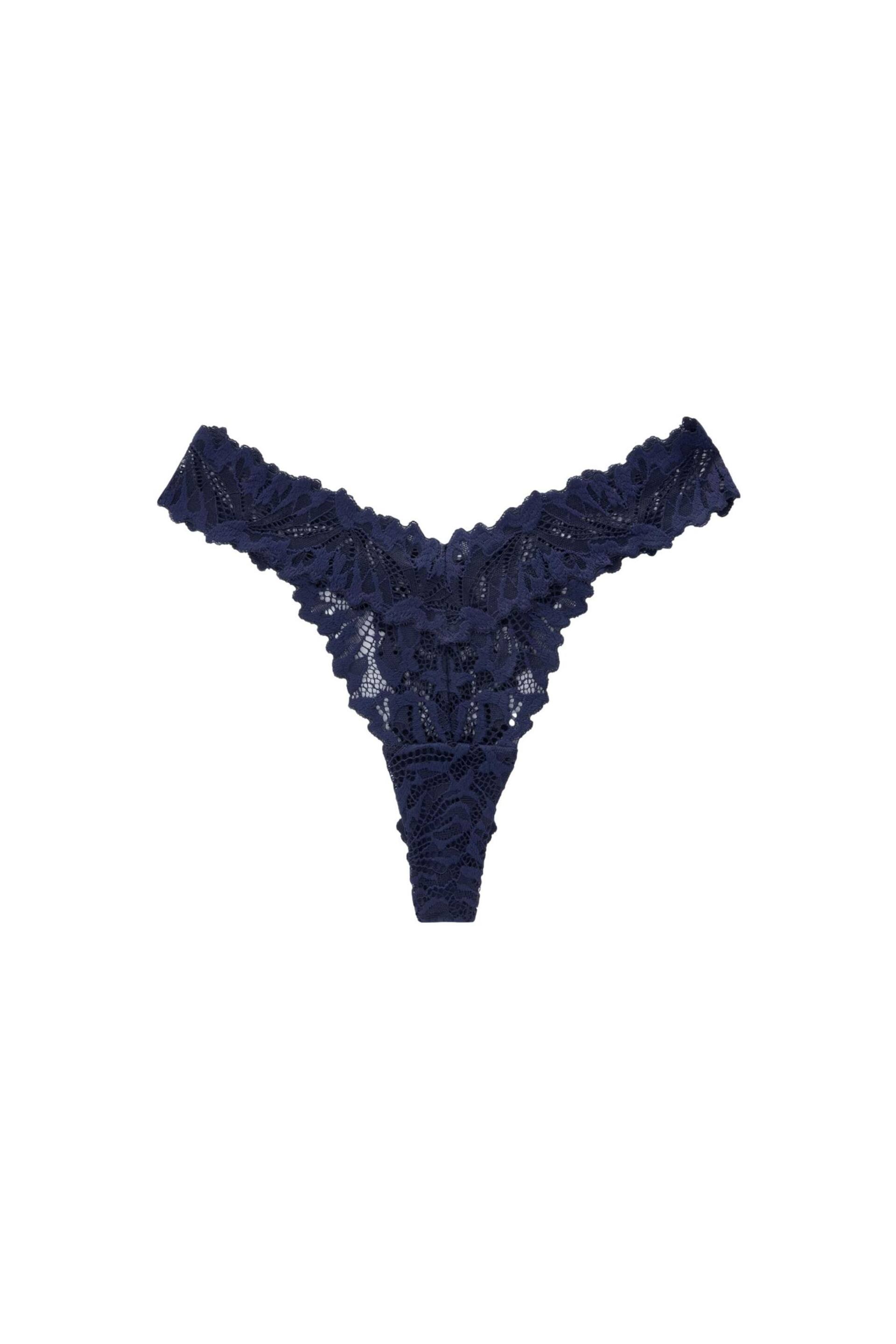 Navy Blue Thong Comfort Lace Knickers - Image 5 of 5