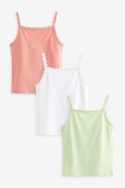 Pink/White/Mint Daisy Trim Vest 3 Pack (3-16yrs) - Image 1 of 9