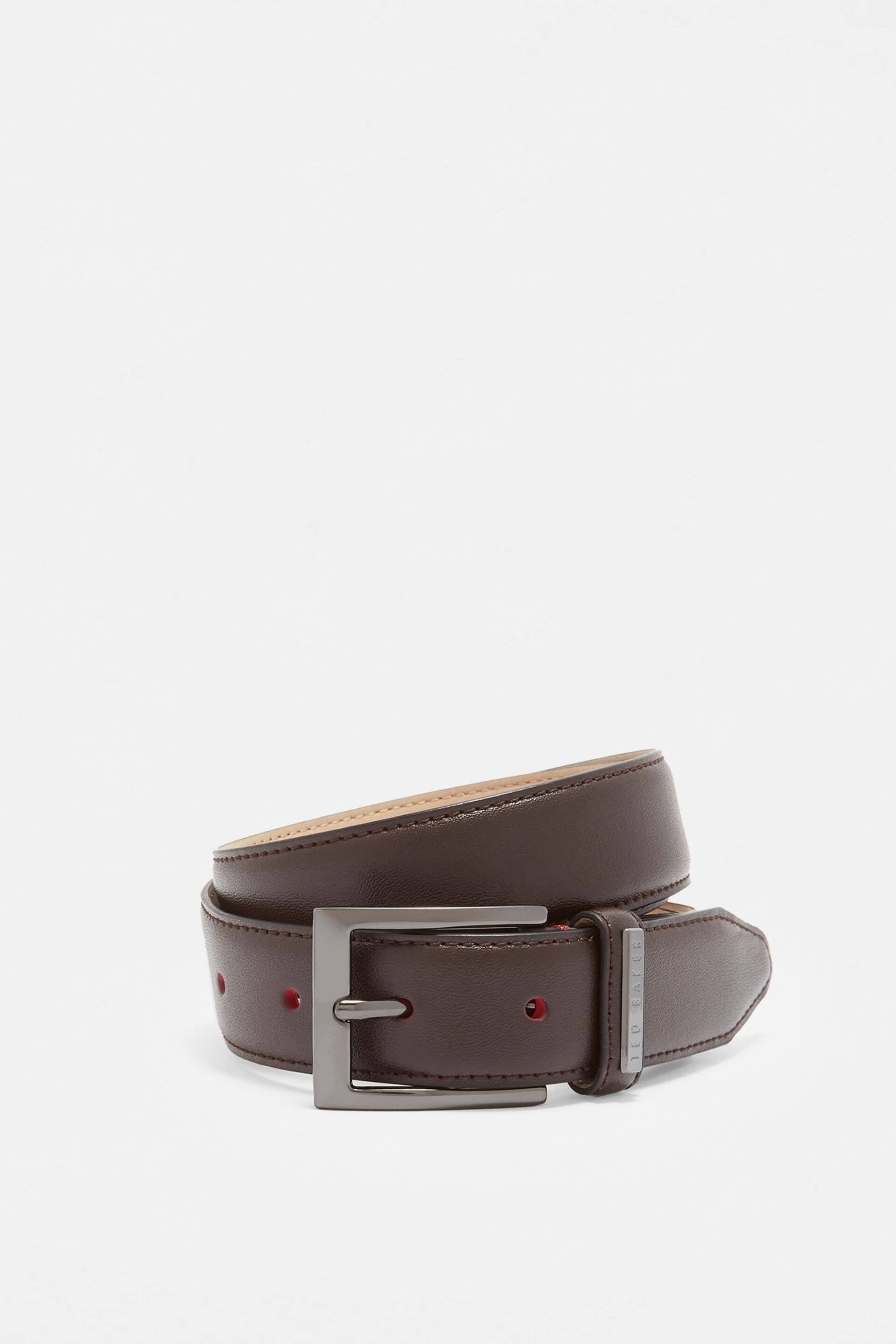 Ted Baker Brown Lizwiz Leather Keeper Plate Belt - Image 1 of 2