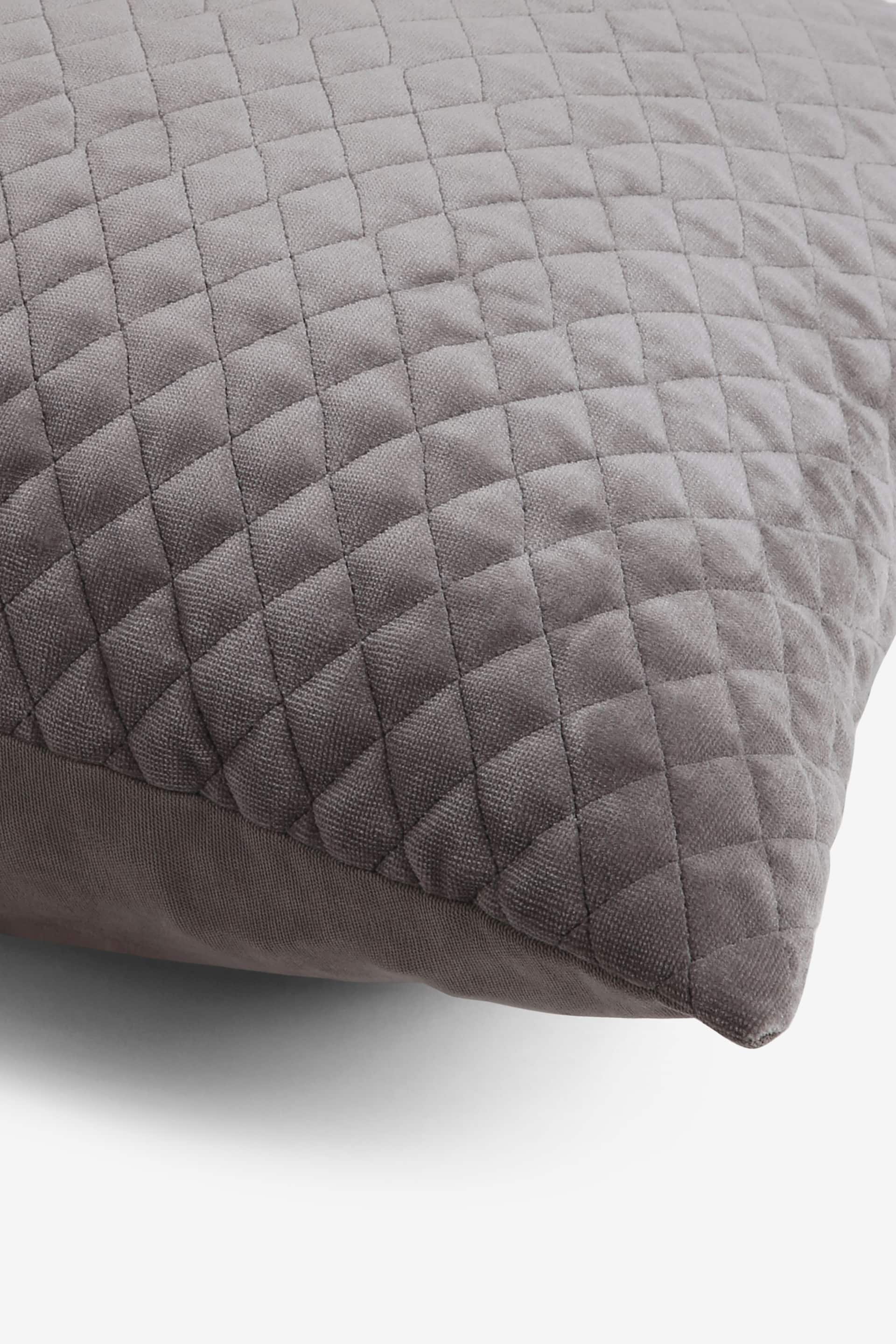 Charcoal Grey Velvet Quilted Hamilton 50 x 50 Cushion - Image 2 of 6