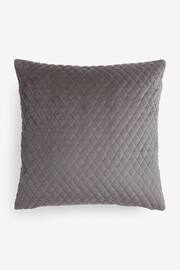 Charcoal Grey Velvet Quilted Hamilton 50 x 50 Cushion - Image 5 of 6