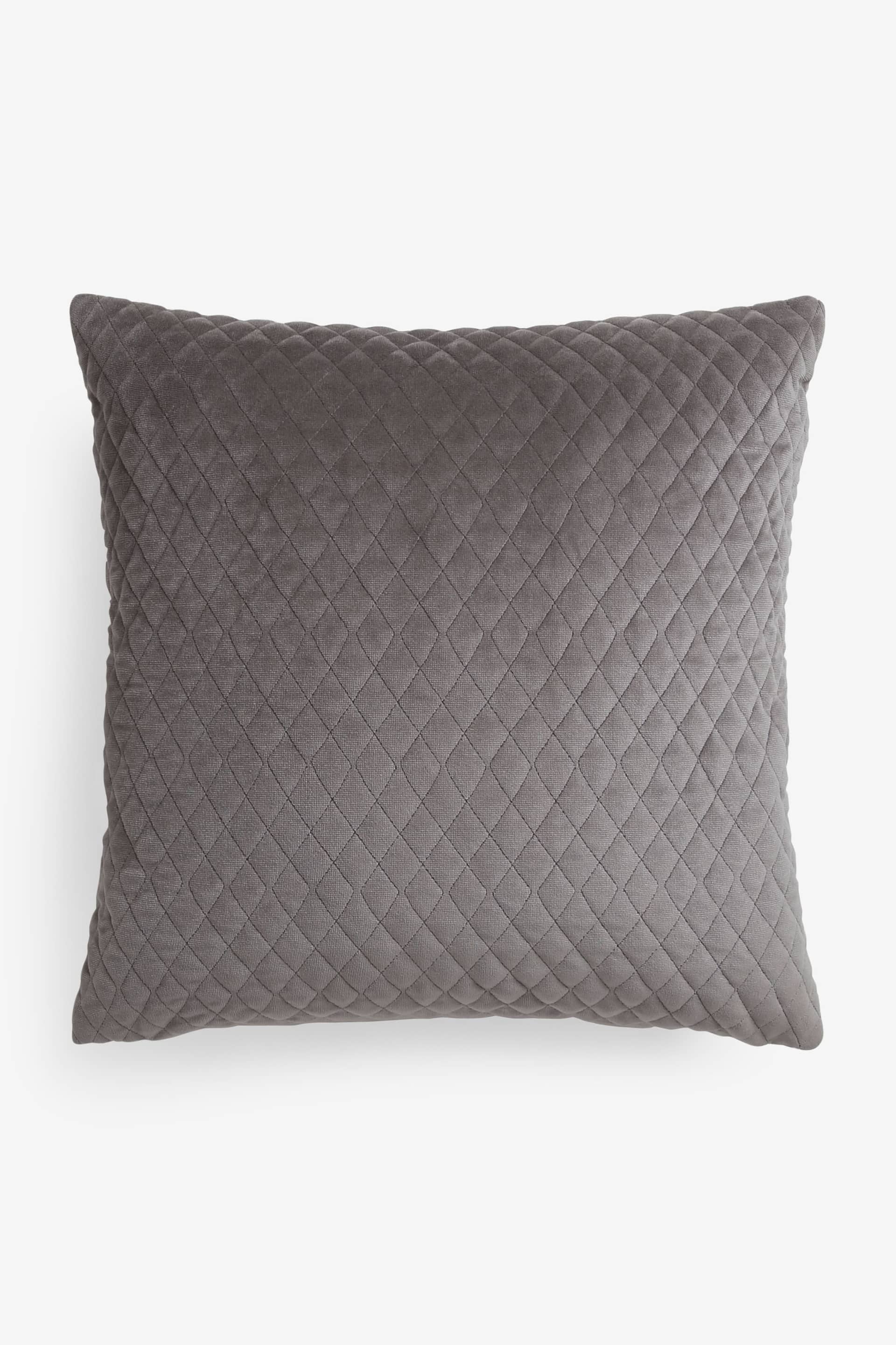 Charcoal Grey Velvet Quilted Hamilton 50 x 50 Cushion - Image 5 of 6