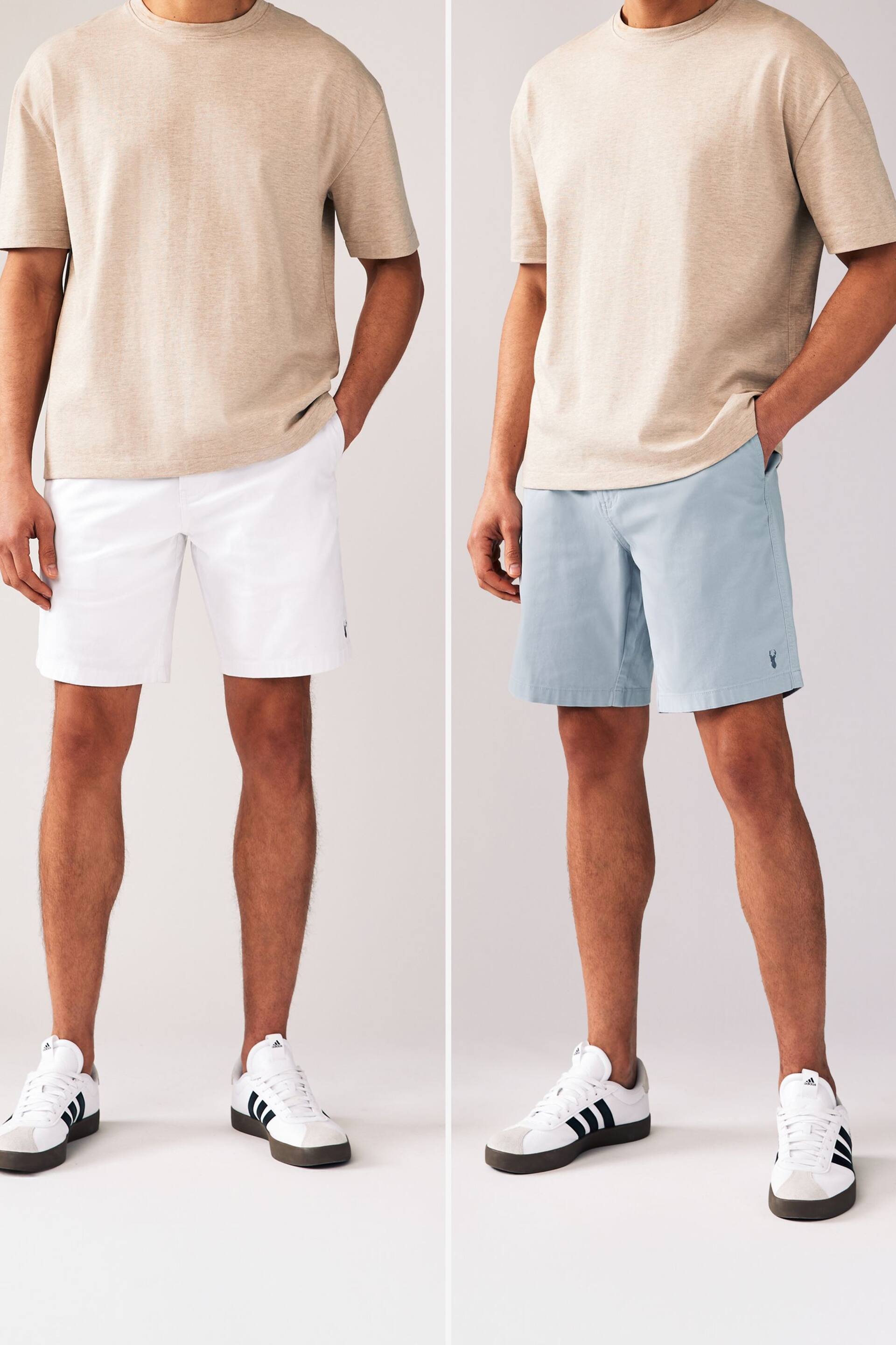 Blue/White 2 Pack Elasticated Waist Chino Shorts 2 Pack - Image 1 of 15