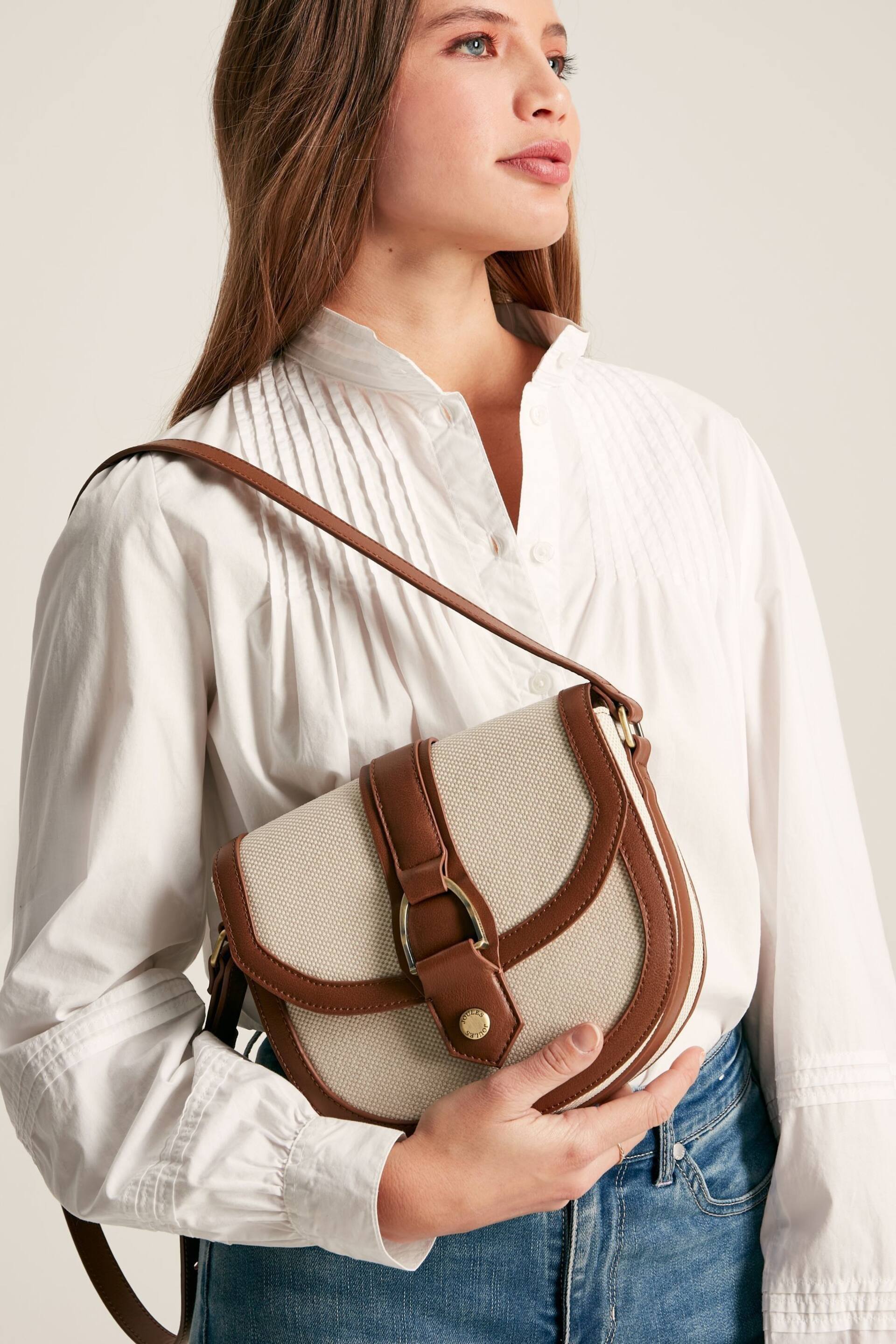 Joules Ludlow Tan Canvas Cross Body Bag - Image 2 of 9