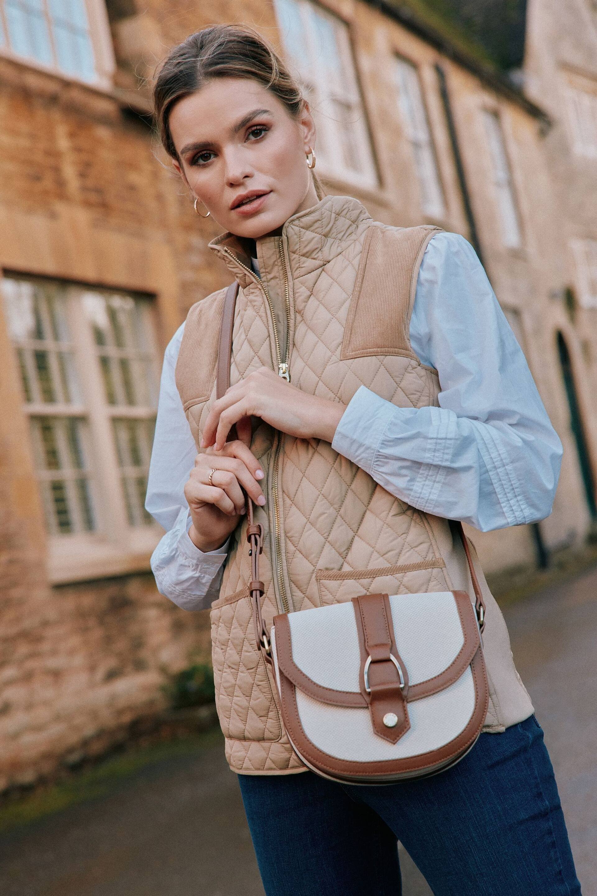 Joules Ludlow Tan Canvas Cross Body Bag - Image 3 of 9