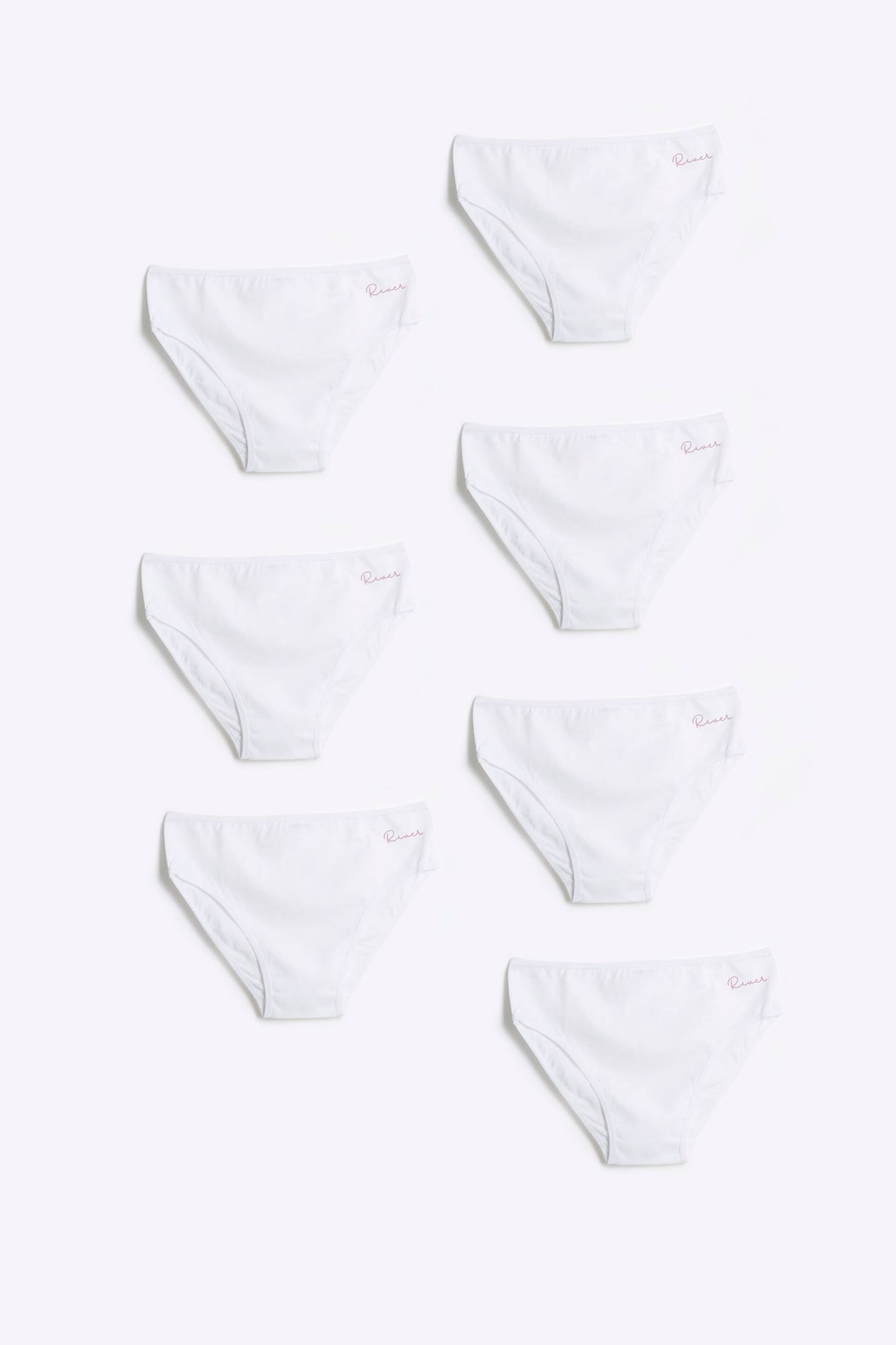 River Island White Girls Briefs 7 Pack - Image 1 of 3