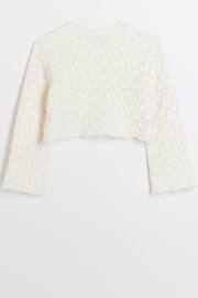 River Island Cream Girls Honeycomb Jumper - Image 3 of 4