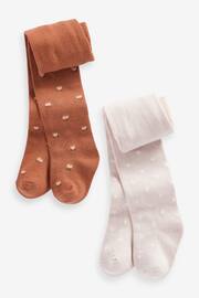 Neutral Flower Baby Tights 2 Pack (0mths-2yrs) - Image 1 of 2