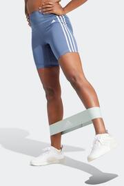 adidas Blue Training Essentials 3 Stripes High Waisted Short Leggings - Image 1 of 6