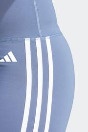 adidas Blue Training Essentials 3 Stripes High Waisted Short Leggings - Image 5 of 6