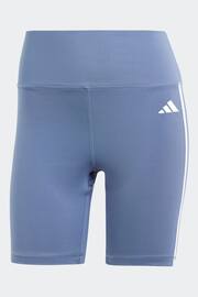 adidas Blue Training Essentials 3 Stripes High Waisted Short Leggings - Image 6 of 6