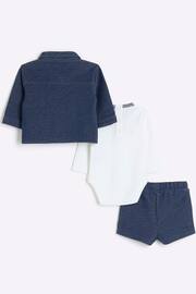 River Island Blue Baby Boys Jacket Top and Shorts Set - Image 2 of 5