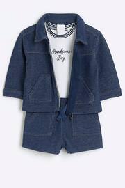 River Island Blue Baby Boys Jacket Top and Shorts Set - Image 3 of 5