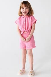 River Island Pink Girls Shirt and Shorts Set - Image 1 of 3