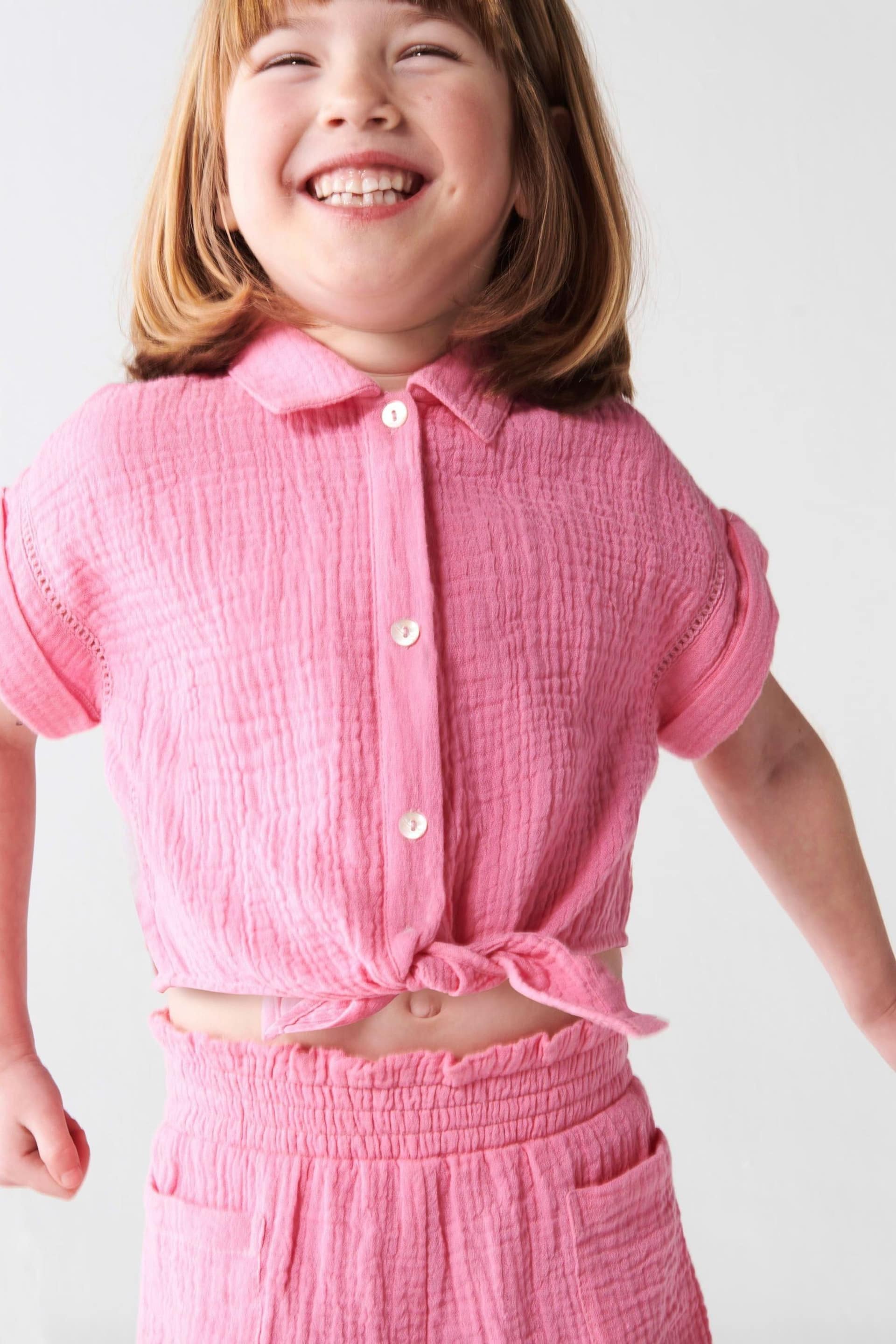 River Island Pink Girls Shirt and Shorts Set - Image 3 of 3