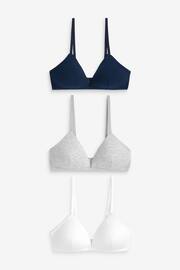 Navy Blue/Grey Marl/White Pad Non Wire First Bras 3 Pack - Image 4 of 12